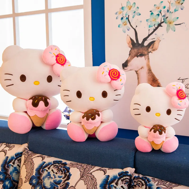 Miniso Hello Kitty Kawaii Plush Toy Doll Ice Cream Kt Plush Toy Room Pillow Animal Doll 50cm Plush Birthday Party Christmas Gift