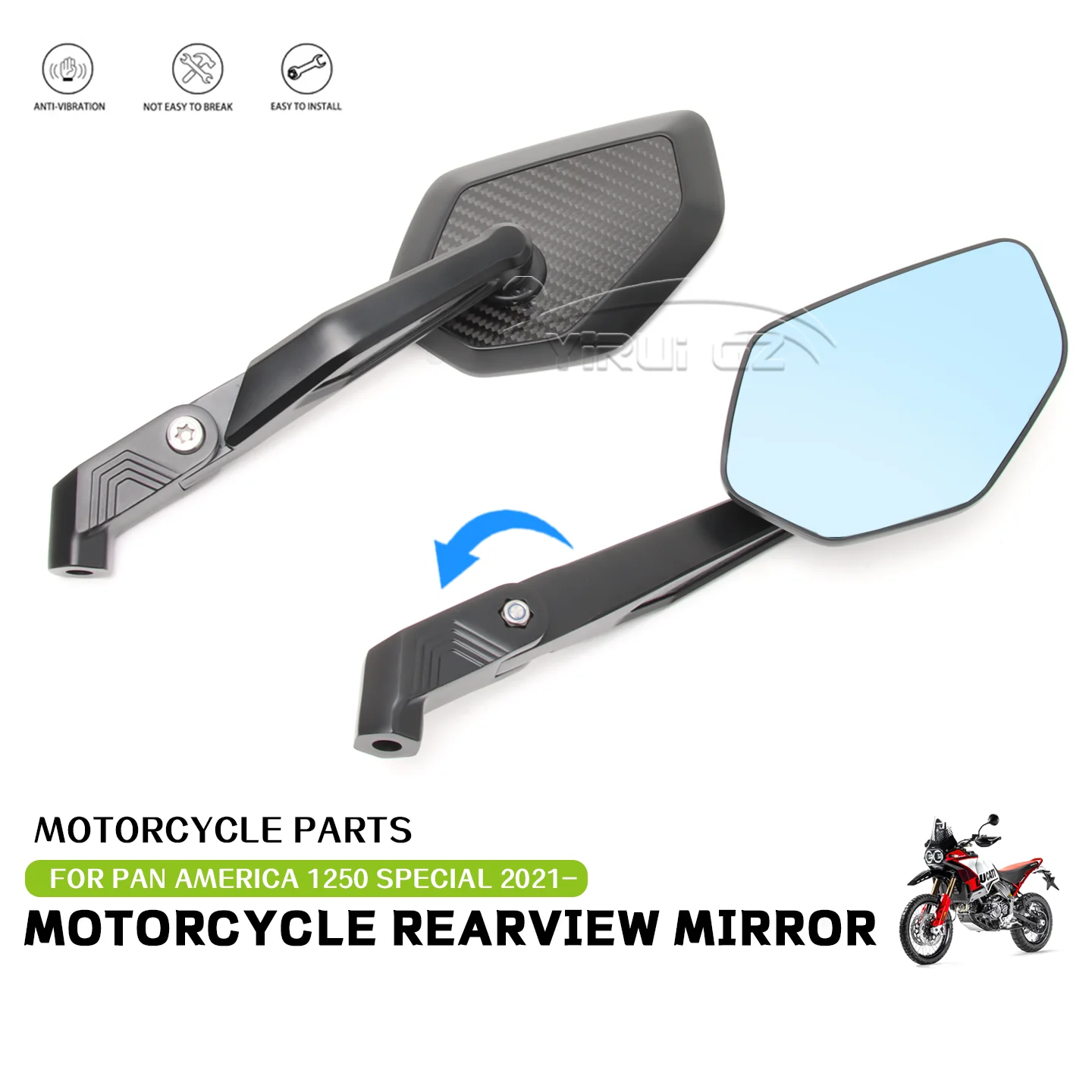 لعموم أمريكا 1250 S PA1250 PA 1250S جديد مرآة الرؤية الخلفية الجانبية الضوء الأزرق المضادة للوهج مرآة دراجة نارية مرآة الرؤية الخلفية 2021-