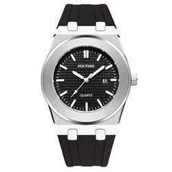 De los hombres de moda reloj de acero inoxidable de cuarzo reloj de pulsera para hombres Casual impermeable correa de caucho para relojes luminosa mano de Fecha