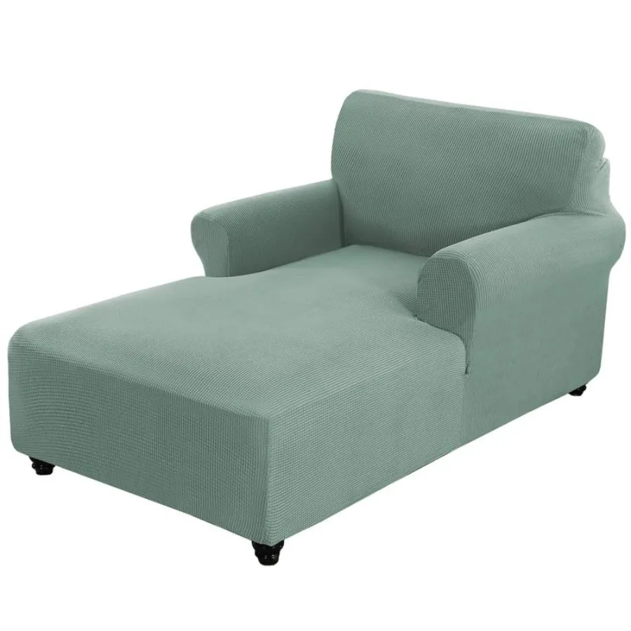 

Chaise Lounge Cover Stretch Sofa Chaise Chair Cover with Armrests Jacquard Chaise Lounge Slipcover Indoor with Double Arm for L