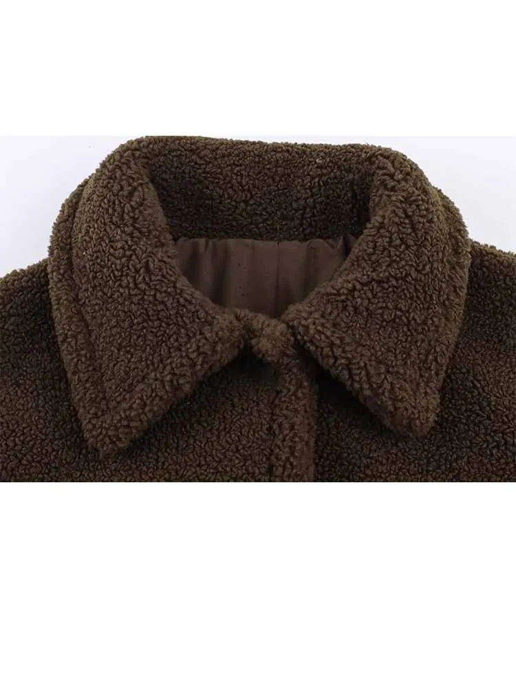 HH Woman Winter Fashion Warm Coral Velvet Long Sleeves Single Breasted Solid Color Coat Jacket Female Casual Comfortable Coat