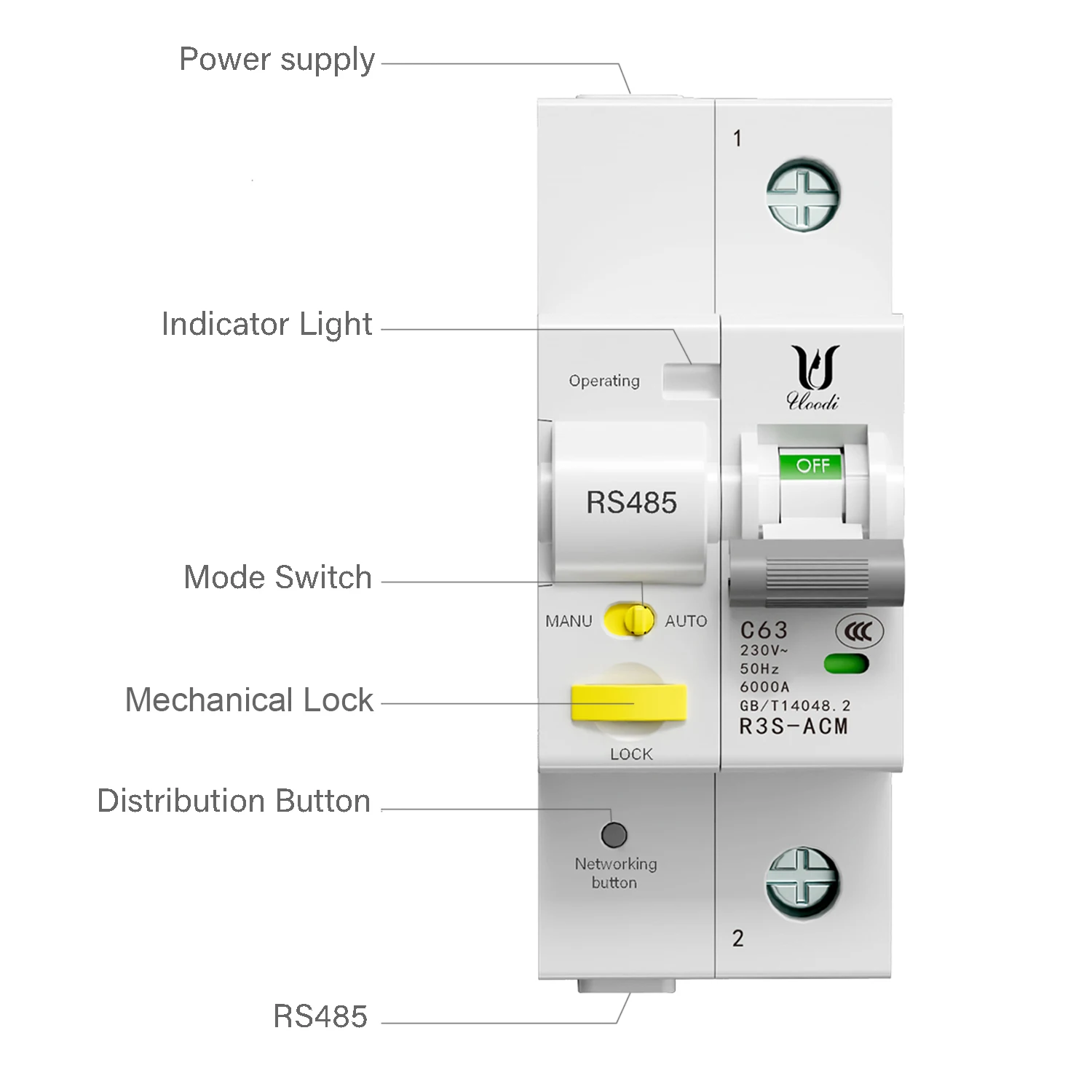 Tuya Smart-MCB Breaker, Smart Timer Switch, Wi-Fi, RS485, 1P + N, Voltage Current Protector, Voice Control, Alexa, Google, Alice