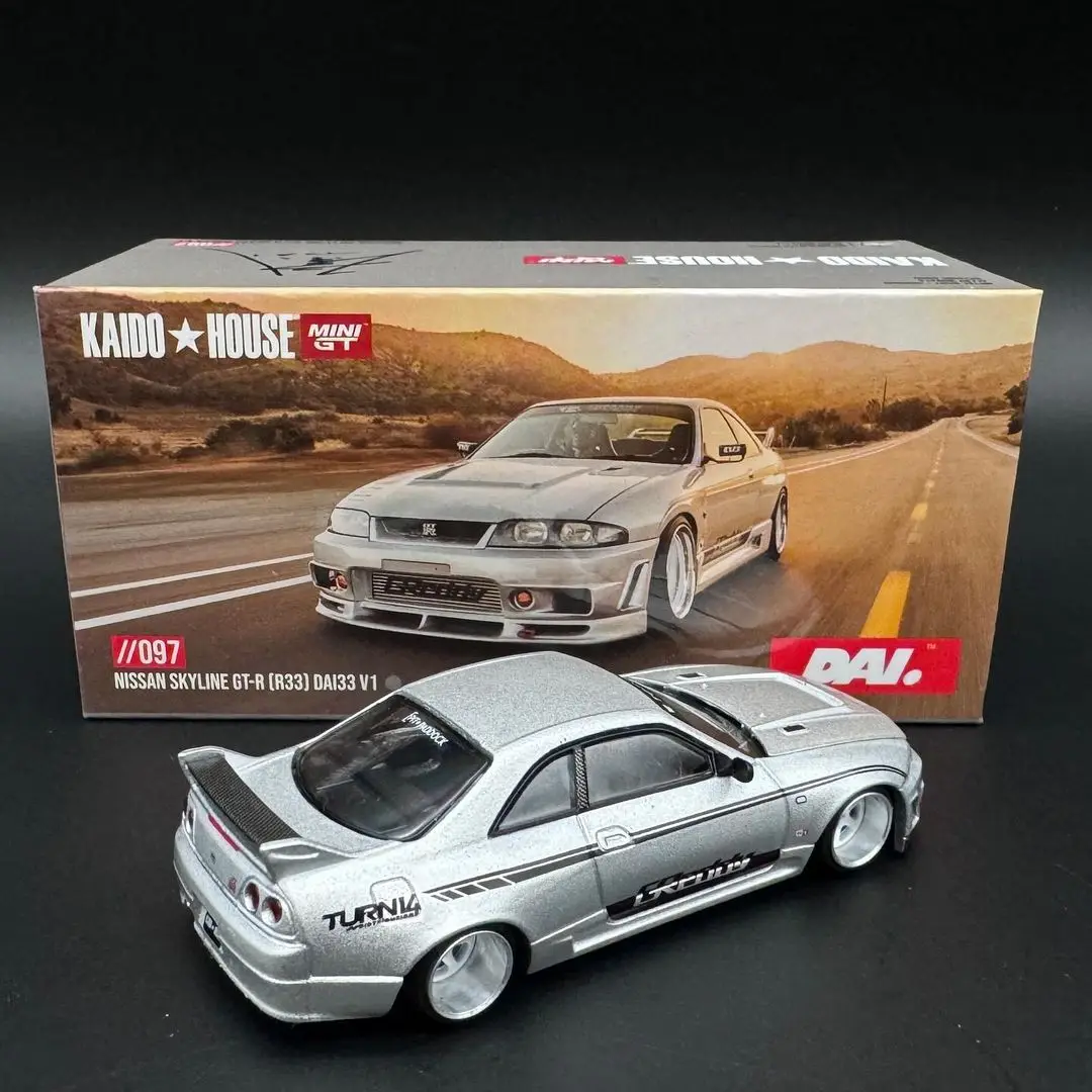 TSM KAIDO HOUSE MINI GT 1/64 KHMG097 Nissan Skyline GT-R (R33) DAI33 Silver Varnish Chase Die-cast alloy car model