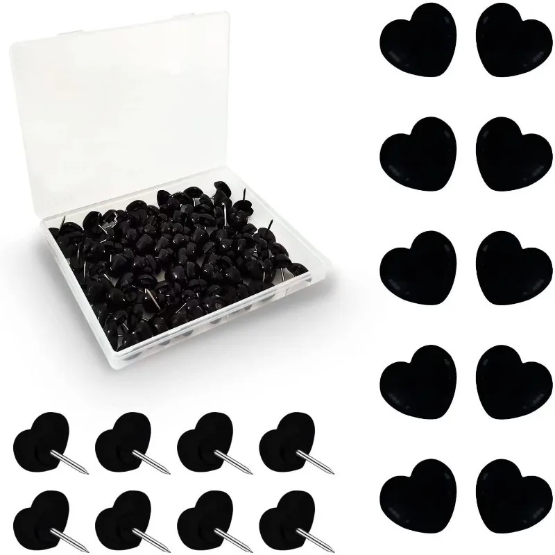50pcs Box Heart Shape Markers Drawing Photo Wall Studs Cork Board Pins Transparent Push Pins Photo Thumb Maps Thumbtack