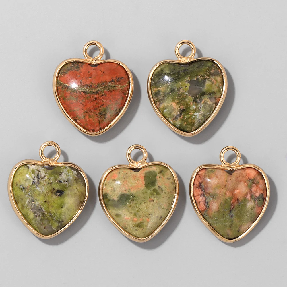 Cute Heart Shape Stone Pendant Natural Gem Charm