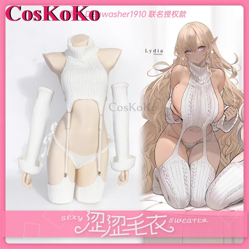 

CosKoKo Astringent Sweater Cosplay Costume Sweet Lovely Nifty White Backless Sweater Women Halloween Party Role Play Clothing