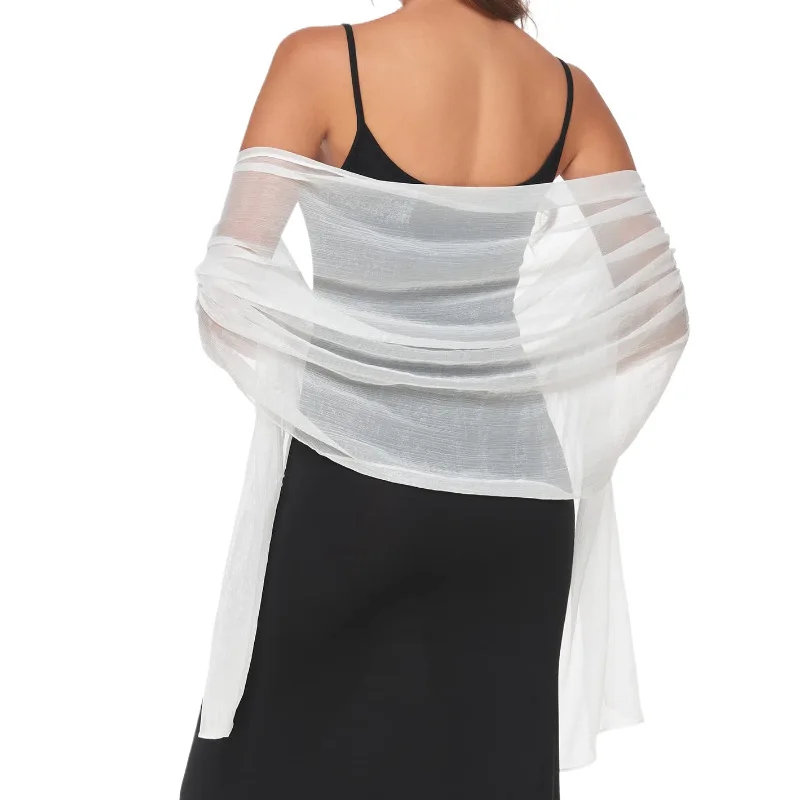 Elegant Sheer Thin Scarf Shawl Evening Party Dresses Wrap Wedding Bridal Solid Color Cover Up Cape