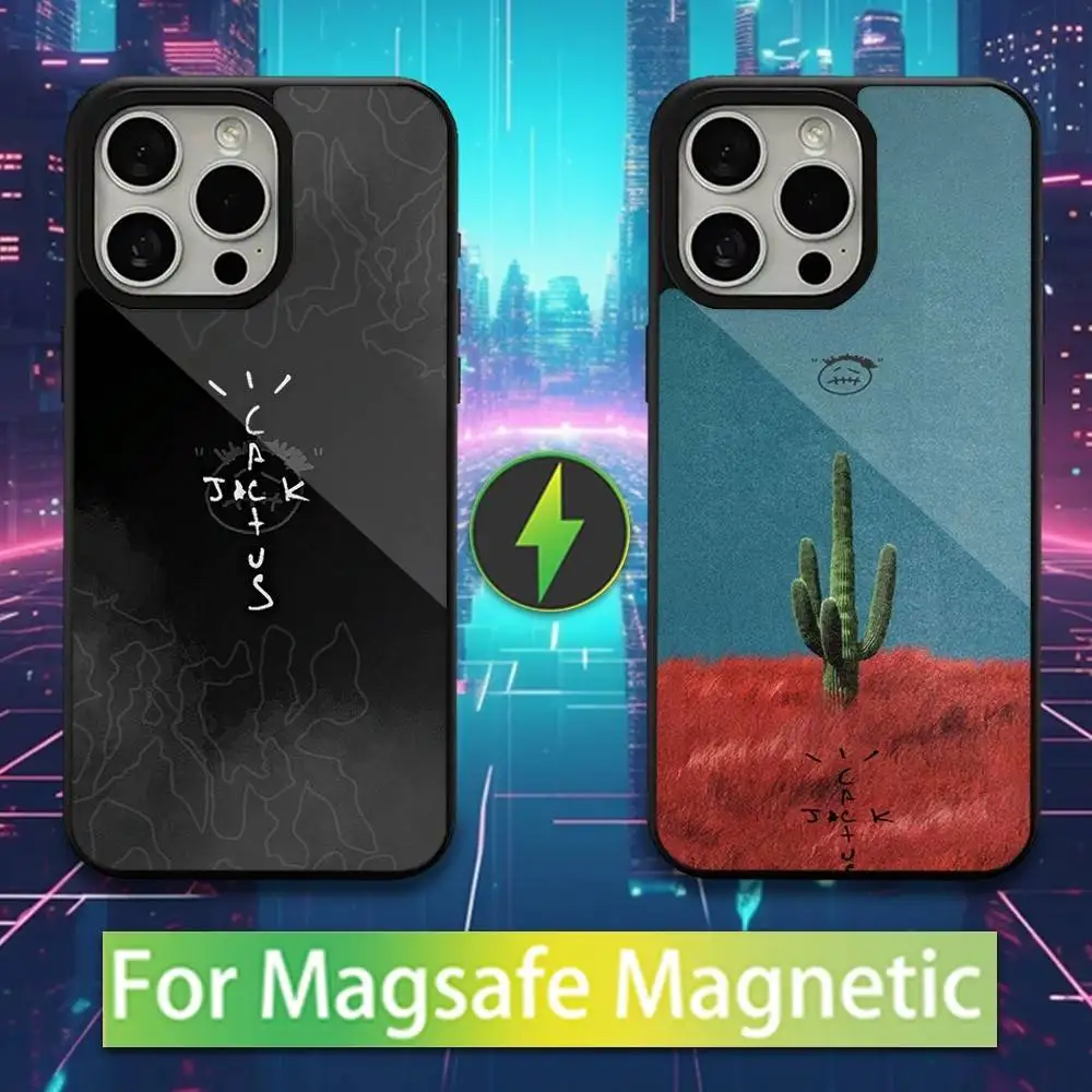 

T-Travis S-Scott Cactus Jacks For iPhone 15,Mini,13,12,Pro,16,17,Max,11,14,Plus,For Magsafe,Magnetic Wireless Charging Case
