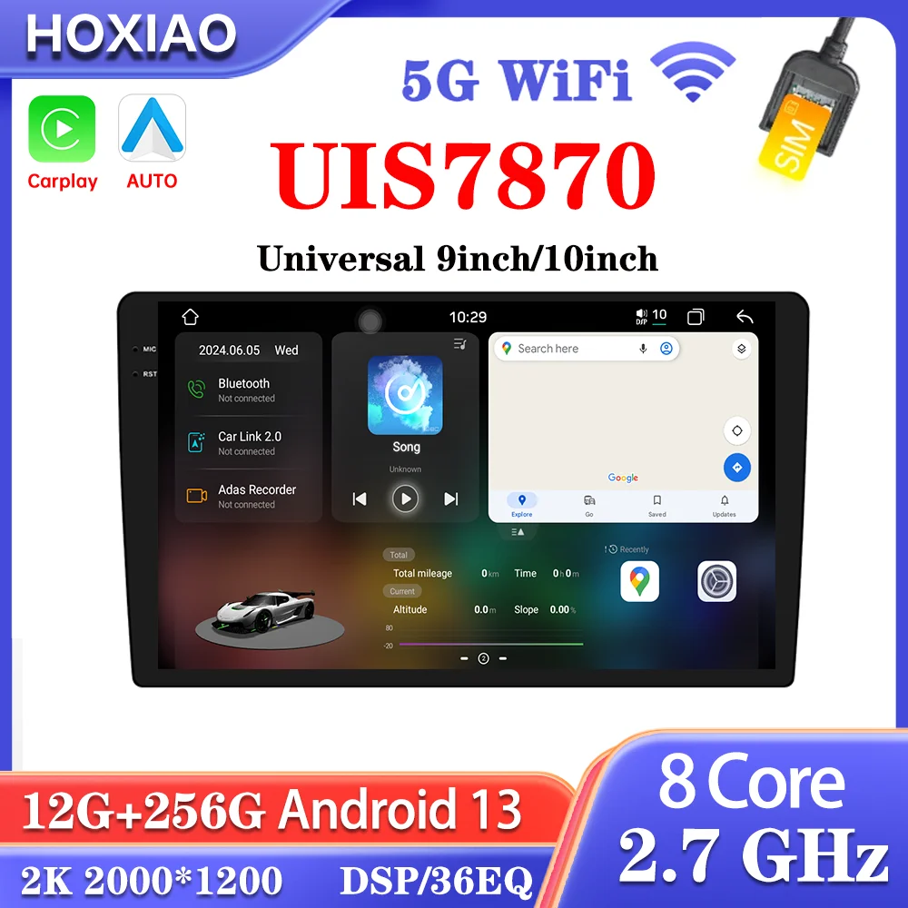 UIS7870 Android 13 Universal Android 13 Car Radio 2 Din 2K 9inch 10inch Carplay auto AI Voice GPS Multimedia Player Head Unit