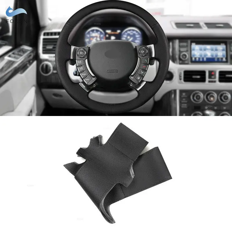 For Land Rover Range Rover 2003 2004 2005 2006 2007 2008 2009 2010 2011 2012 Hand-stitch Car Steering Wheel Black Leather Cover