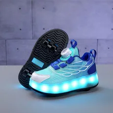 

USB Charging Children LED Light Sneakers 2 Wheels Designer Luminous Shoes for Baby Girls Boys Women Kids Roller Skates