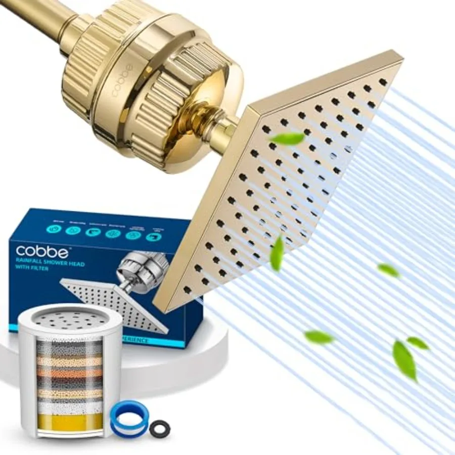

High Pressure Filtered Shower Head Combo Rain Shower Head with 20 Stage Shower Head Filter for Hard Water - Adjustable Replacem