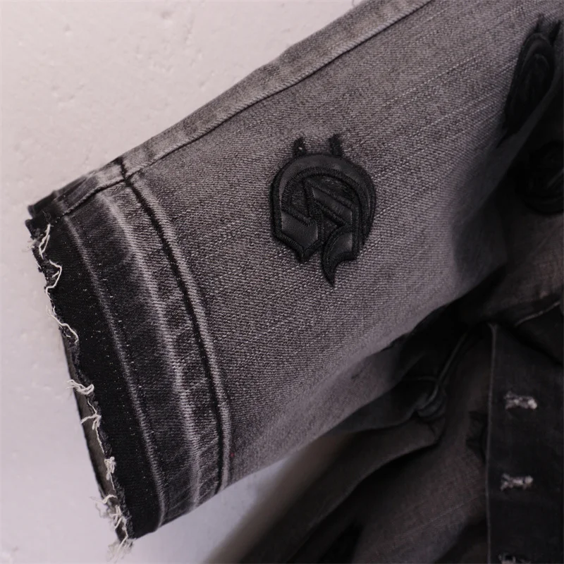 Fashion Denim Shorts Letter Logo Applied Embroidered Trourers Loose Summer Jeans Men's Women's Five-inch Straight Pants