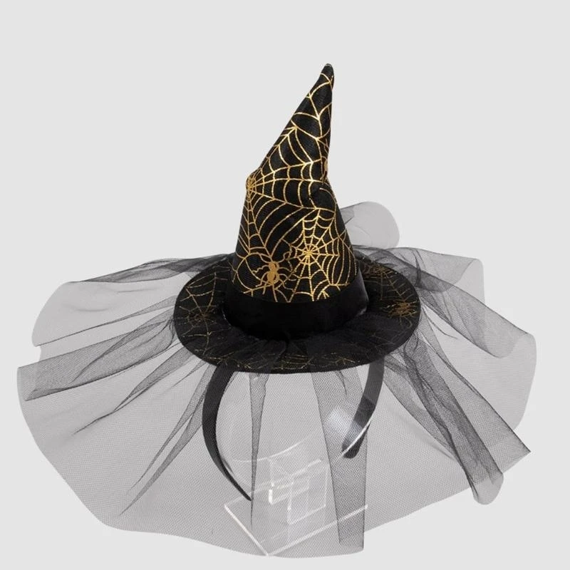 Spiderweb Witch Caps hedband สำหรับตัวช่วยสร้างหมวกสำหรับผู้ใหญ่ Hairhoop Halloween Party Headwear Y166
