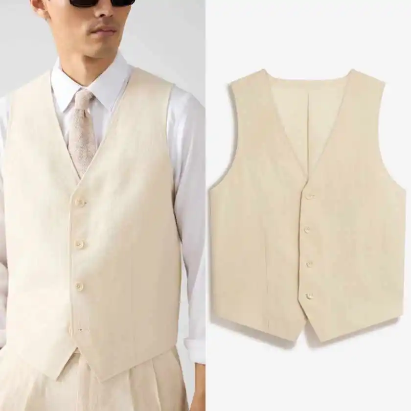 Sleeveless Wedding Vest 1 Piece Single Breasted Men Suits Casual Slim Fit Set For Party Show Prom Male Wear Jacket Customized
