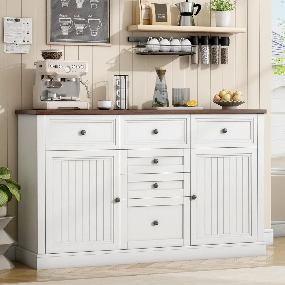 

“ Buffet Cabinet with Storage, Farmhouse Buffet Cabinet with 6 Drawers and 2 Doors, Sideboard Cabinet for Dinning Room, Living