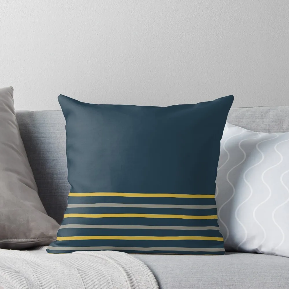 

Painted Stripe Cuff Minimalist Solid in Mustard Yellow, Grey, and Navy Blue Throw Pillow Cushion Child pillow