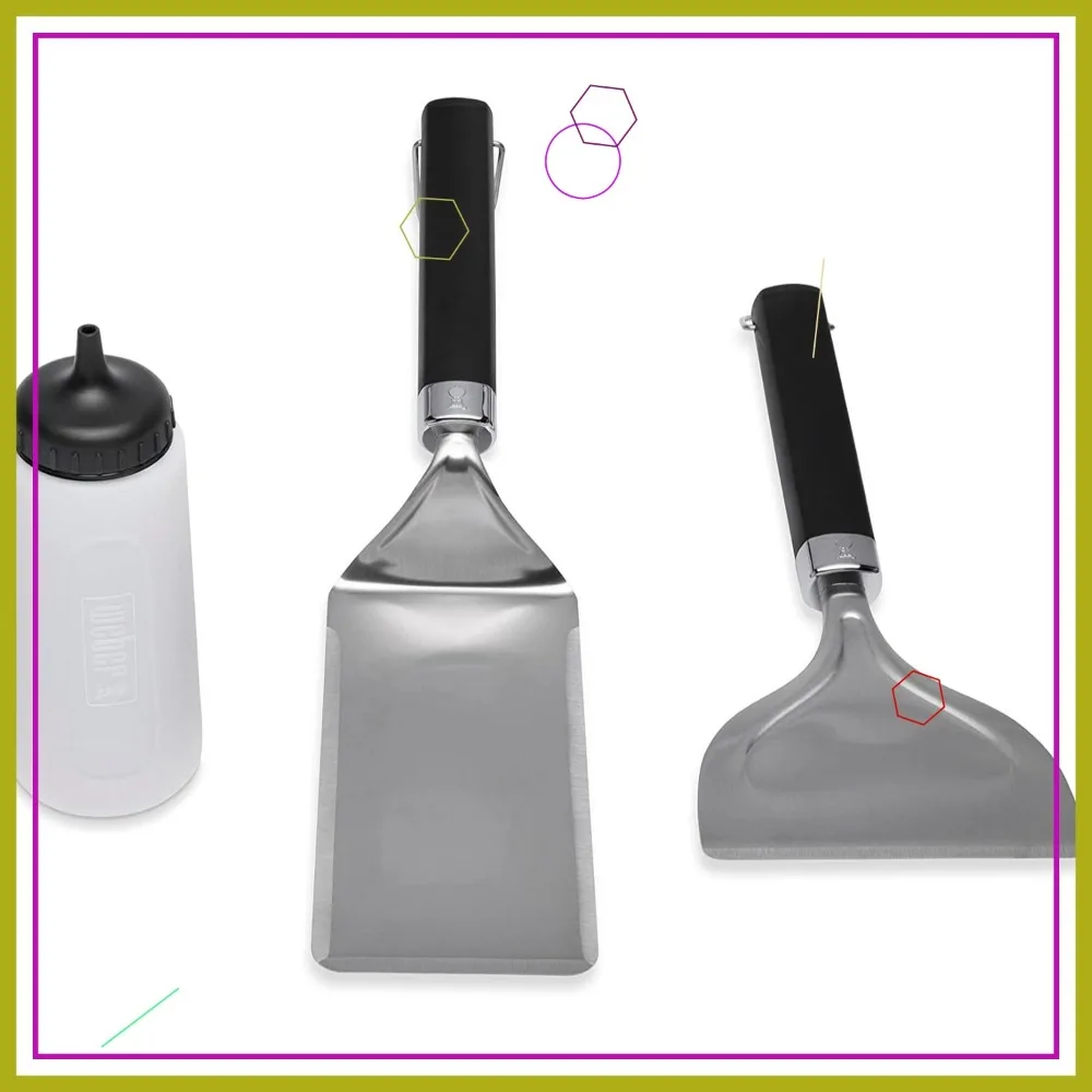 

3-Piece Griddle Tool Set for Easy Cooking, Includes Spatula, Scraper, and Squeeze Bottle