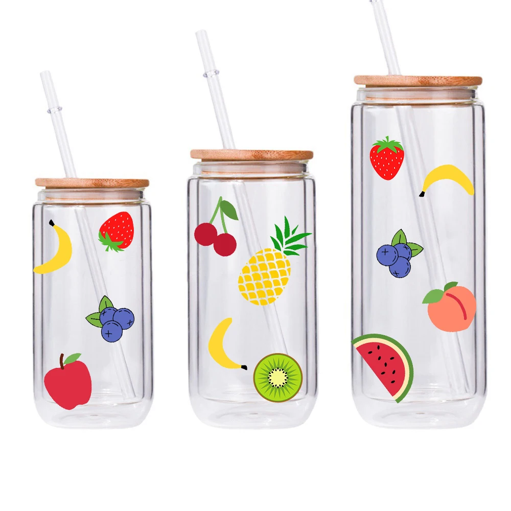 

100pcs Fruit Cup Stickers Water Glass Stickers Pineapple Strawberry Diy Decorations Computer Stickers Fruit Clipart Stickers s