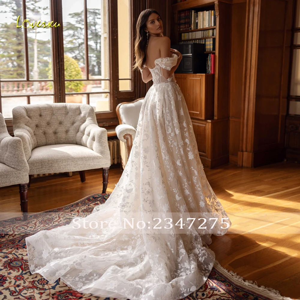 Loverxu A-Line Graceful Wedding Dresses 2024 Sweetheart Off The Shoulder Vestido De Novia Lace Embroidery Classic Robe De Mariee