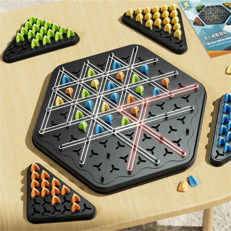 Chain Triangular Chess Game Triggle Rubber Band Strategy Game Educational Toy for Kids Territory Family Game