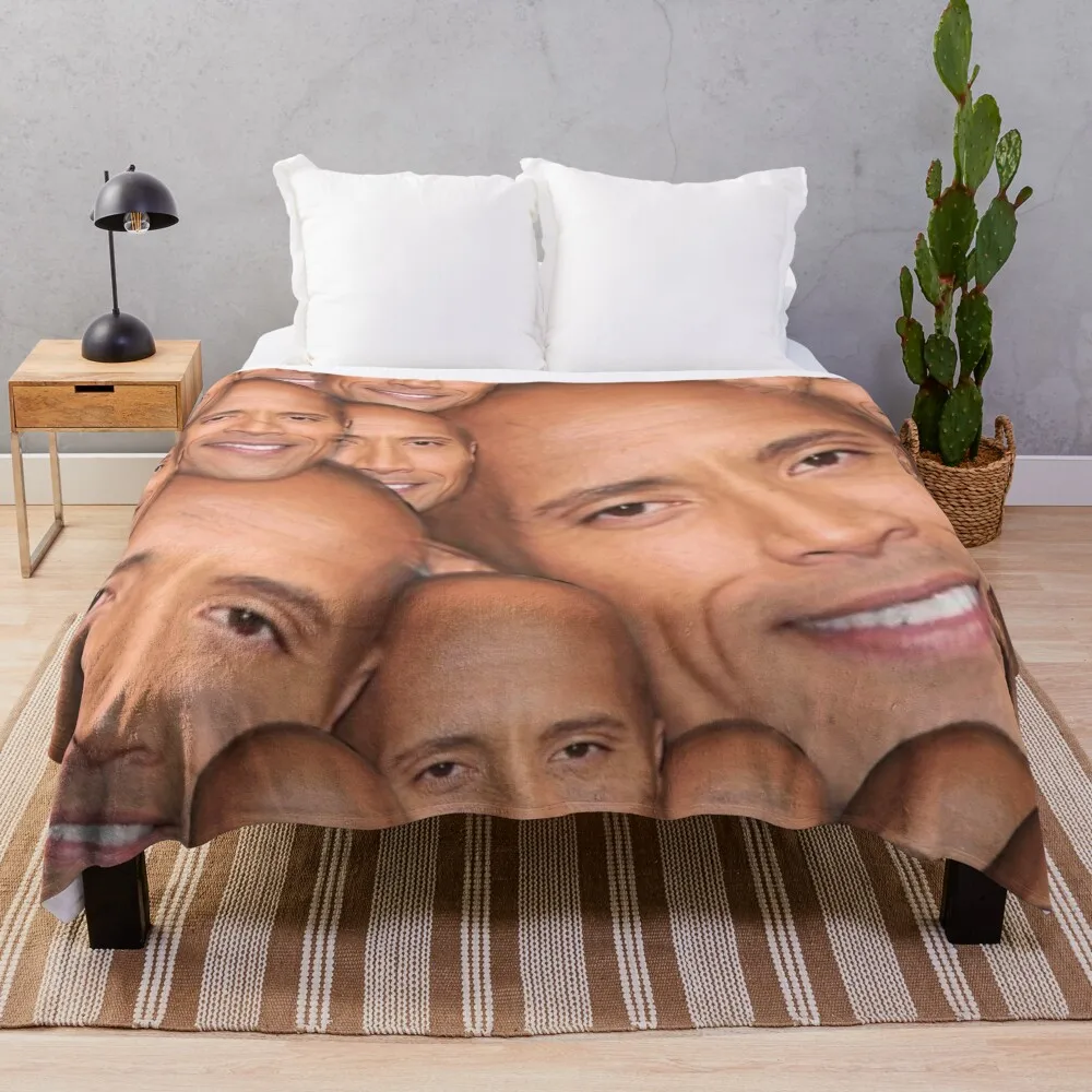 Dwayne johnson funny face ( the rock ) Throw Blanket Blankets Sofas Of Decoration Nap Blanket