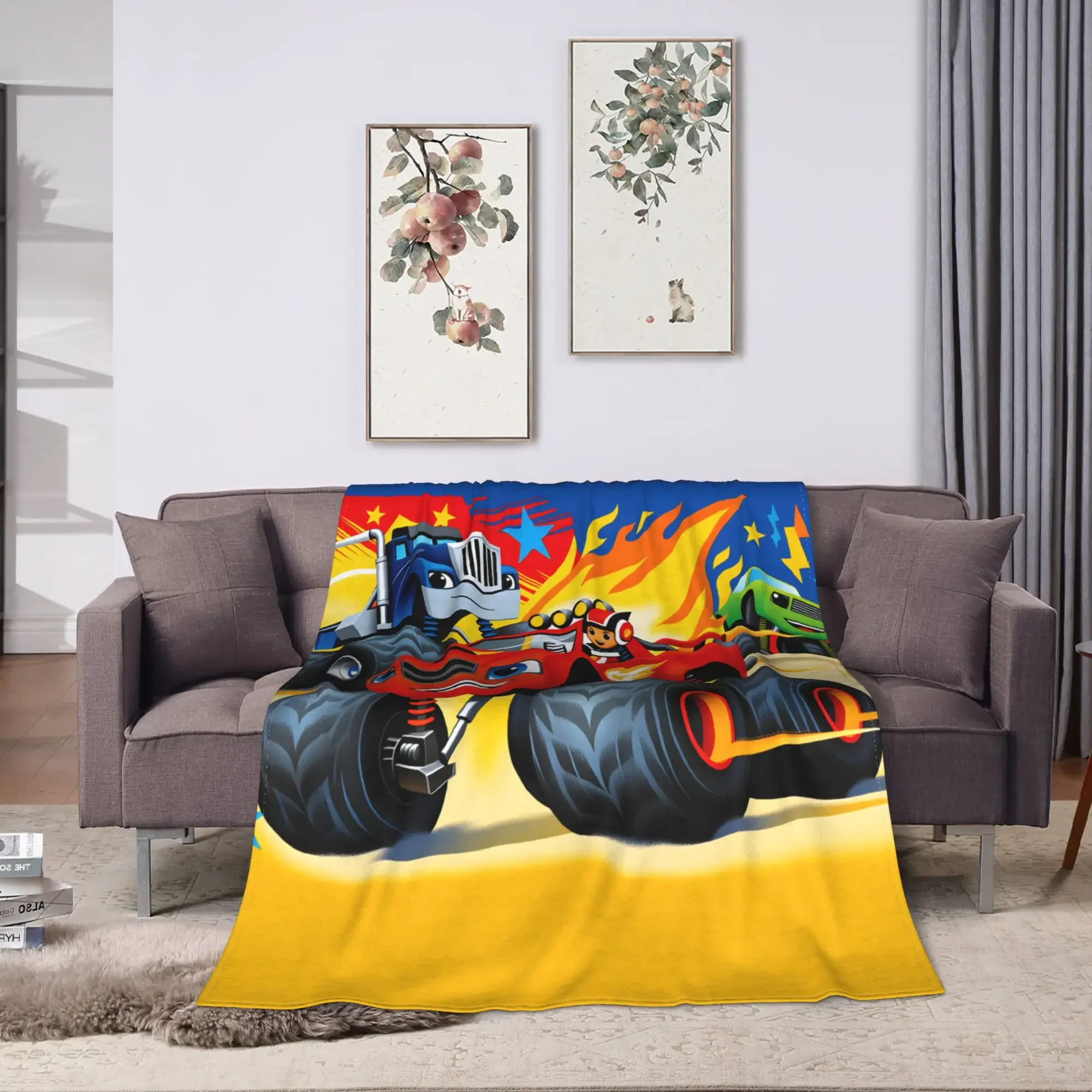 Blaze and the Monster M-Machines Flannel Blanket Winter  Warm Throw Blanket for Children Bedroom Comfortable Bedspread Sofa