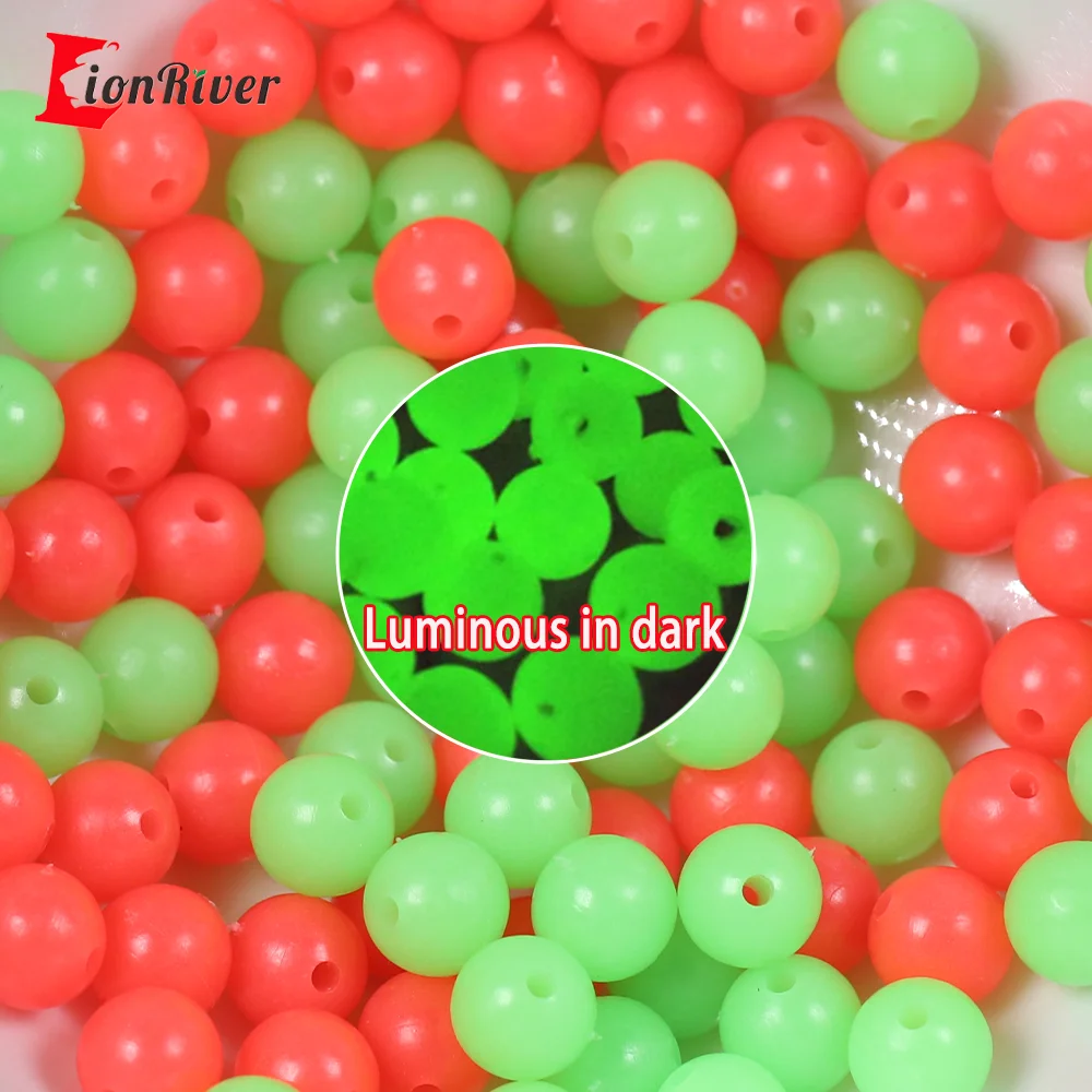 LIONRIVER Soft/Hard Beads Stopper Luminous Round Fishing Space Ball Beans Rubber Rig Lure Night Saltwater Fishing Accessories