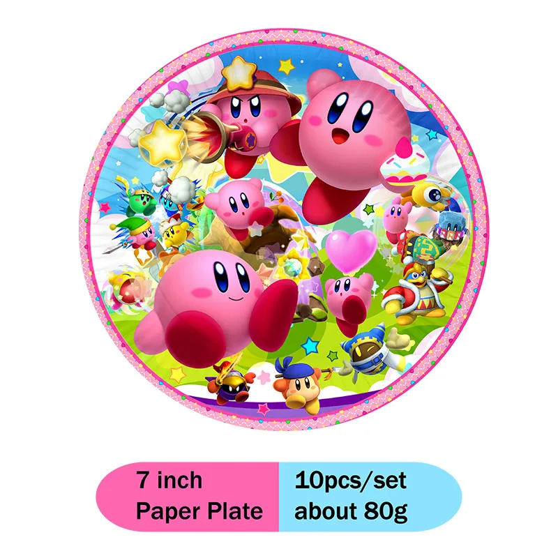 Kirby-Star-Décoration de fête d'anniversaire pour enfants, accessoires de table, fournitures de fête, assiettes, serviettes, ballons, cadeau de fête préChristophe