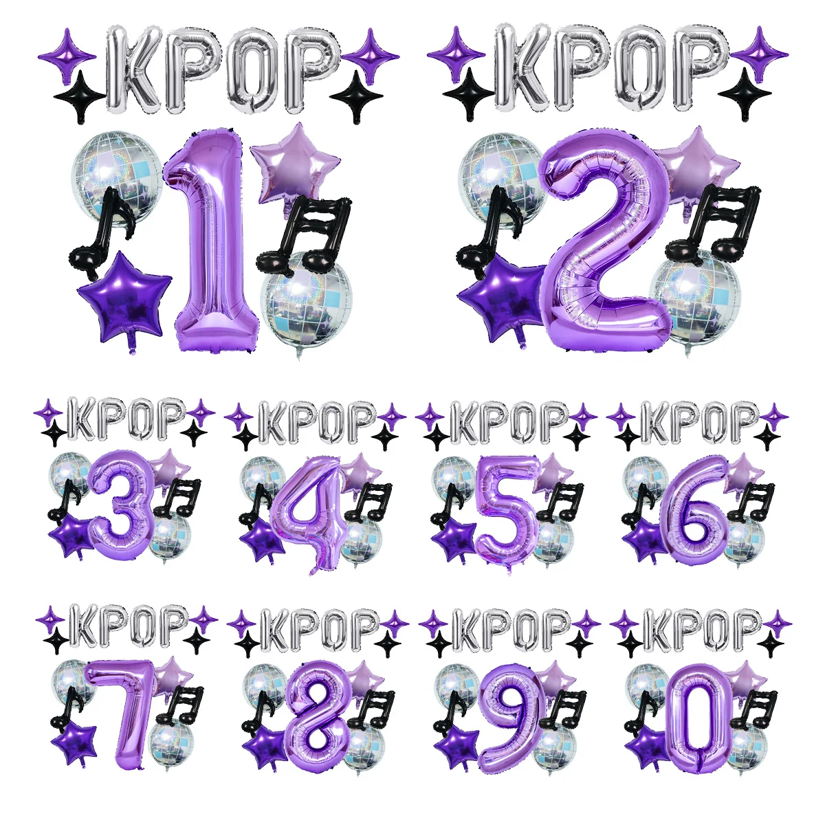 15-teiliges K-Pop Musik-Thema Geburtstagsballon-Dekorationsset – Ideal für K-Pop-Themengeburtstagsfeiern, Social-Media-Video-Hintergründe – Detail 3