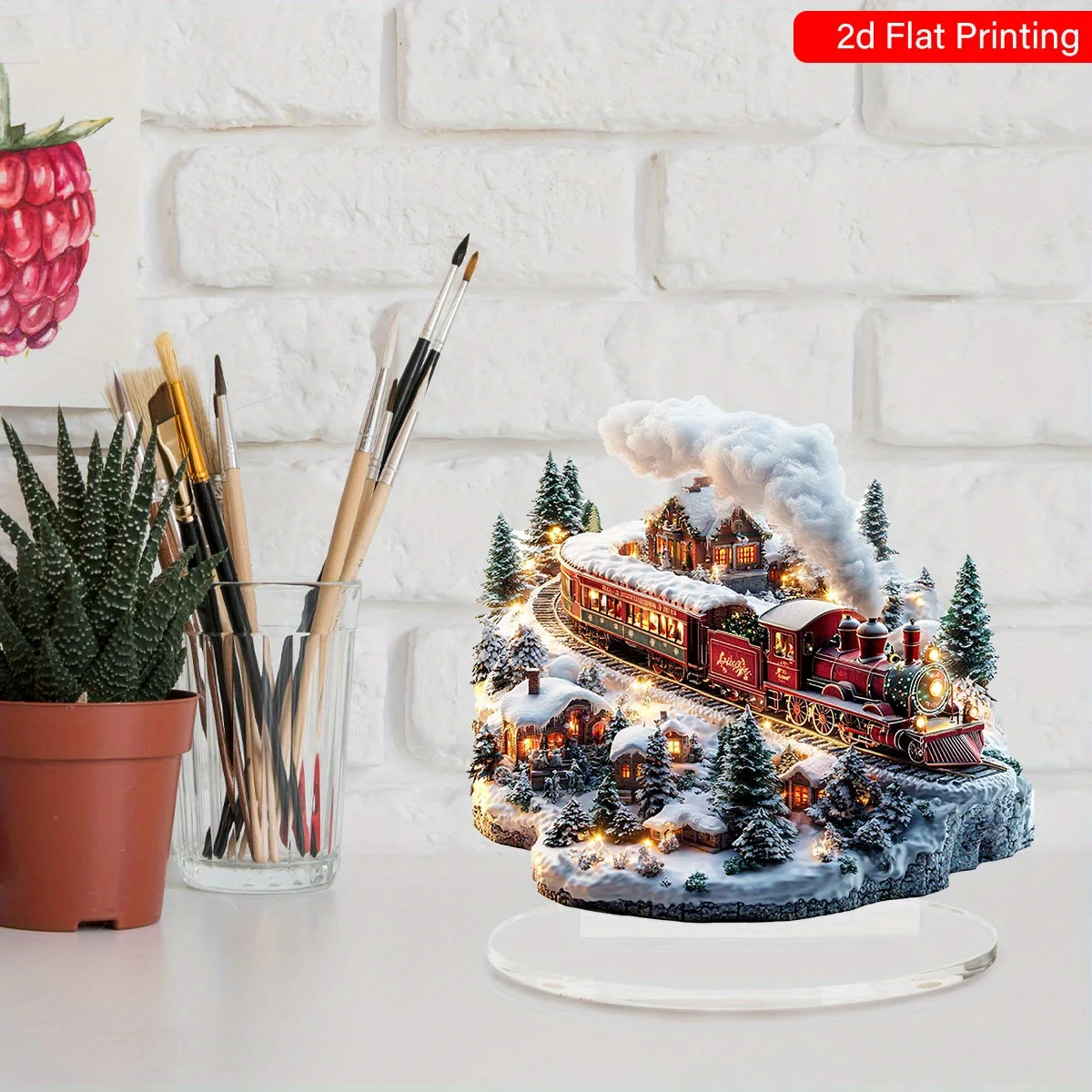 Christmas Acrylic desktop Display Sign Classic Holiday Decoration Multifunctional Christmas Gift Plaque, Elegant Style