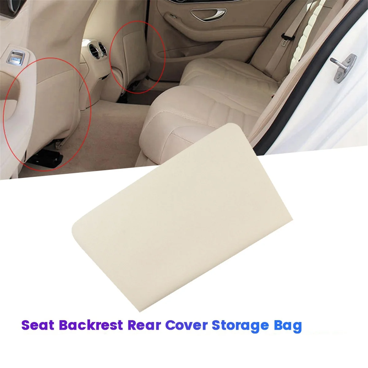 Car Seat Backrest Rear Cover Storage Bag for Mercedes-Benz C GLC E CLS-Class W205 W213 W253 W257 14-21 Seat Back Panel B