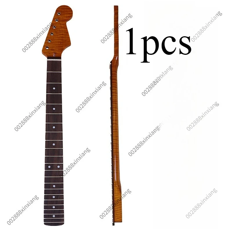 Tiger Grain Roasted Maple Electric Guitar Neck, 22 Fret Rosewood Fretboard, 6 String Instrument Replacement Accessories