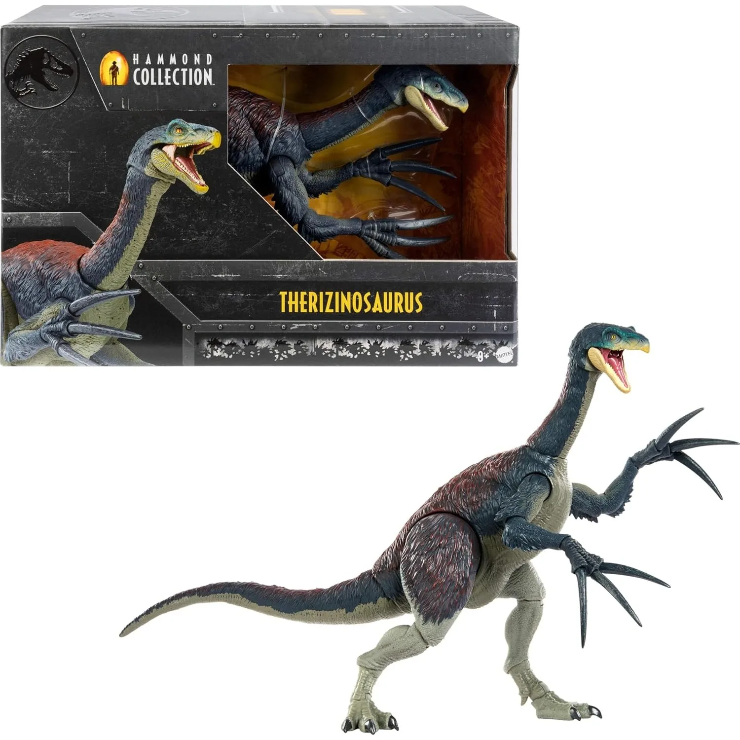 Original Mattel Jurassic World Dominion Hammond Collection Dinosaur Therizinosaurus Action Figure Toys for Boys Christmas Gift