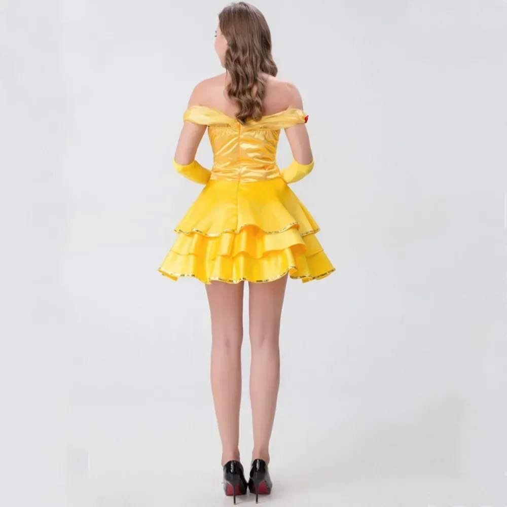 Anime Fantasia Beauty and the Beast Belle Princess Costume Halloween Stage Performance Cartoon Queen Cosplay Dress