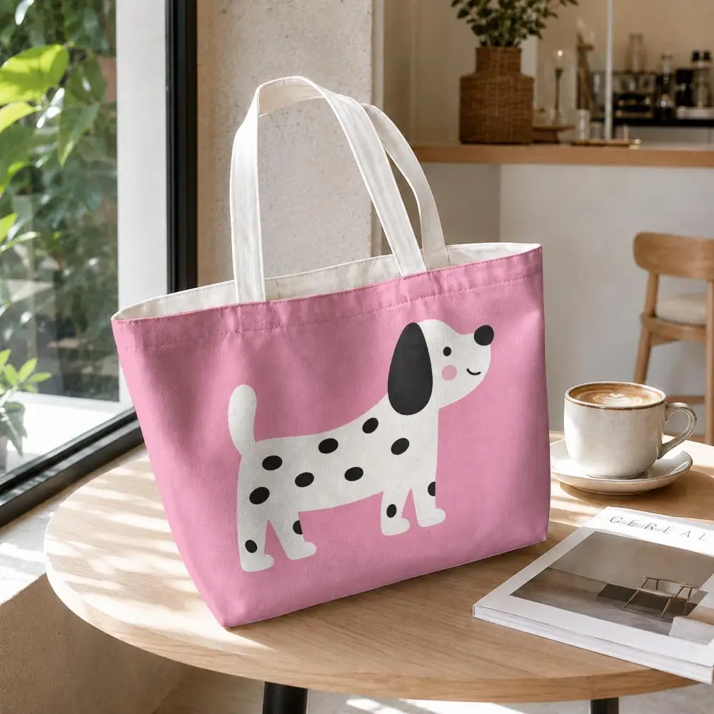 Dopamine Cartoon Animals Storage Bags Canvas Double-Sided Print Set 2PC Makeup Pouch Set with Zipper for Picnic Travel