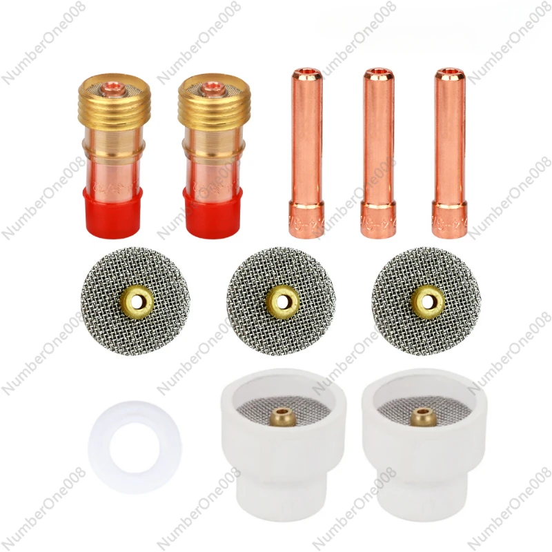 11pcs TIG Welding #14 White Ceramic Nozzle Alumina Cup Kit Torches WP17 WP18 WP26 Stubby Collets Body Gas Lens Sets