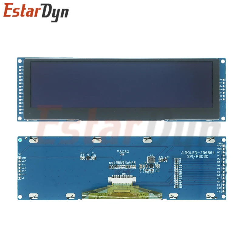 5.5 inch OLED LCD Display Module 256x64 Drive SSD1322 Interface SPI/ 8-BIT Parallel Port Green Font For Arduino