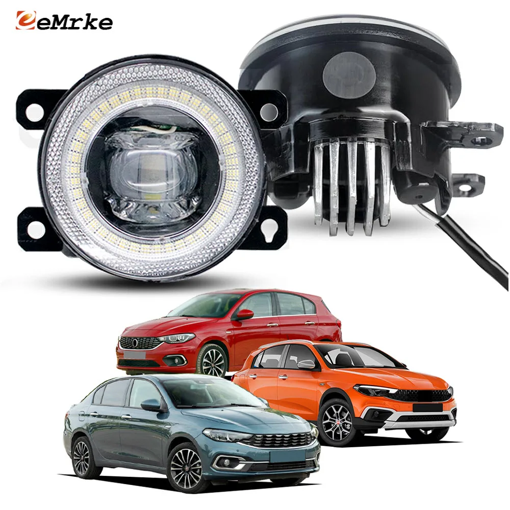 LED Fog Lights Replace for Fiat Tipo / Egea Cross 2015-2024 (Except Tipo Sedan 2015-2020) Angel Eyes Add DRL Ring Accessories