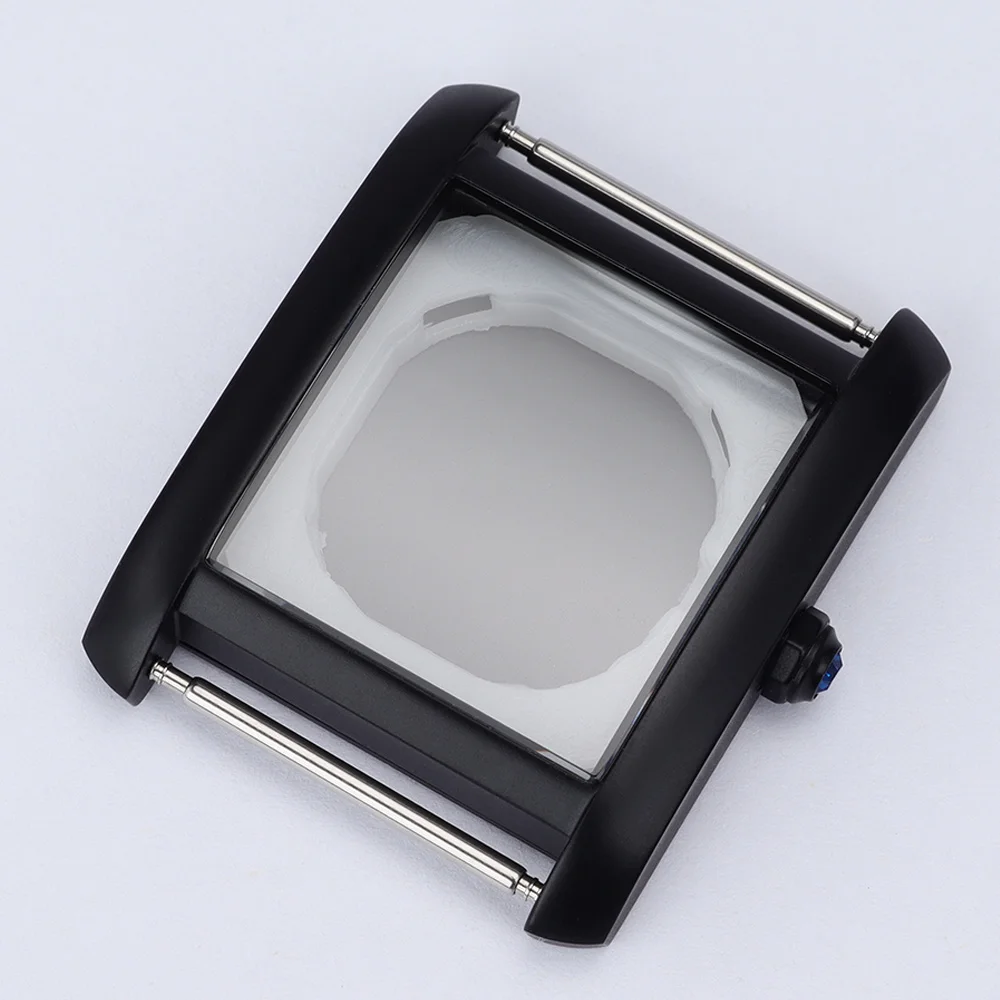 34mm Matte Black Watch Case Metal case Assemble Accessories modified Parts Domed Sapphire Glass For Miyota 2115 Quartz Movement