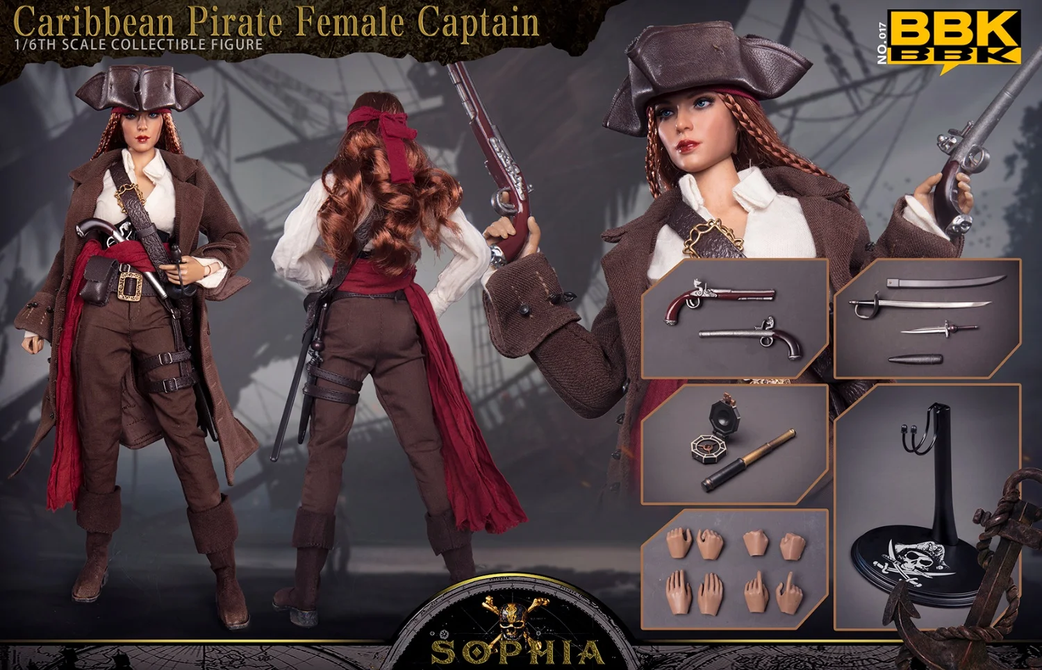 BBK BBK017 Caribbean Pirate Sophia Female Captain 1/6 Action FIGURE