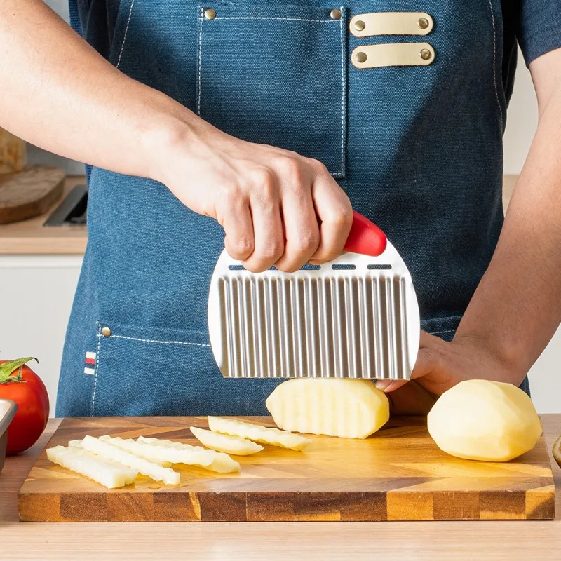 Wolf Teeth Kartoffelschneider, Wellenmesser für die Küche zu Hause, multifunktionaler Bratschneider aus Edelstahl, Kartoffelschneider, ausgefallener Schneider