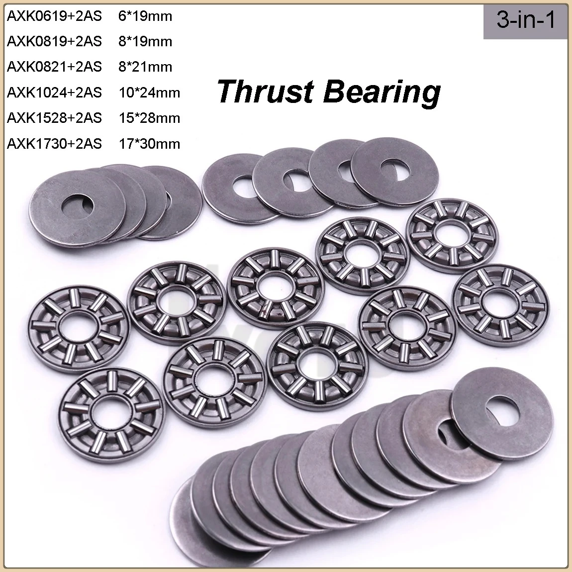 

10 Sets 3-in-1 AXK0619- AXK1730+2AS Thrust Needle Flat Roller Bearings With Two Washers Thrust Bearings Thrust Ball Bearing