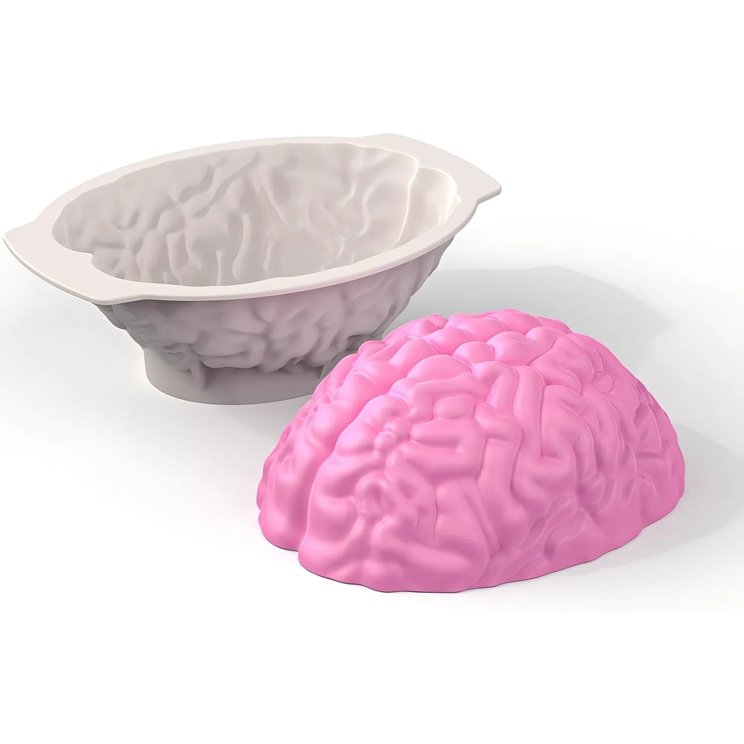 

Brain Silicone Mold - Realistic Human Brain Gelatin Mold with Support Base Deep Baking Pan for Candy Chocolate Jelly or Pudding