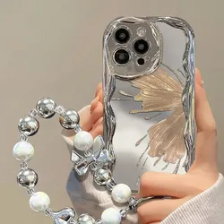 Silver Butterfly Phone Case For Samsung Galaxy A57 A37 A56 A55 A35 A25 A15 A54 A24 A33 A34 A73 5G A32 A51 A52 A53 A71 A72 soft