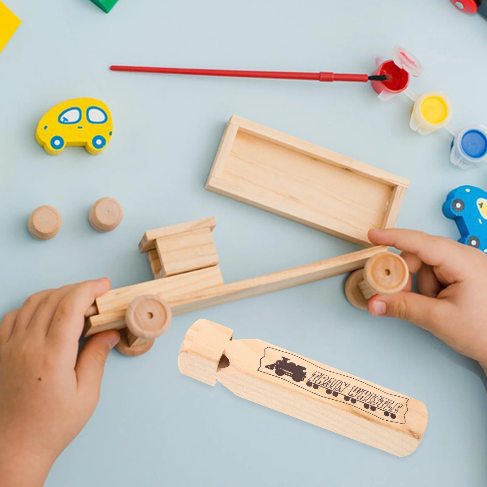 

2Pcs Wooden Kids Whistle Creative Design Cartoon Train Pattern Party Festival Baby Wind Instruments Whistle for Kids