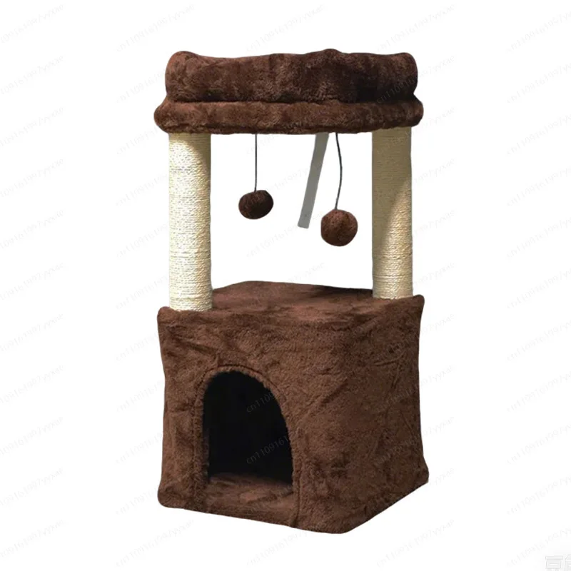 

Modern Light Grey Velvet Cat Climber Cat Tree Tower Sword Hemp Rope Activity Center Game House Small Cat