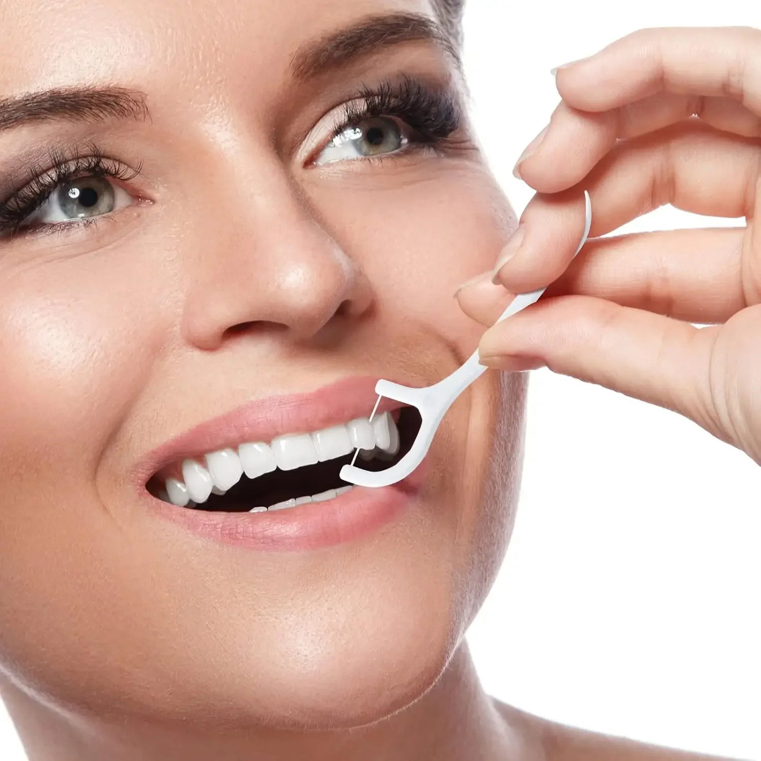 50-1000개 치실 일회용 활 모양 초박형 이쑤시개 평평한 치실 치아 간격 청소기 구강 위생 관리