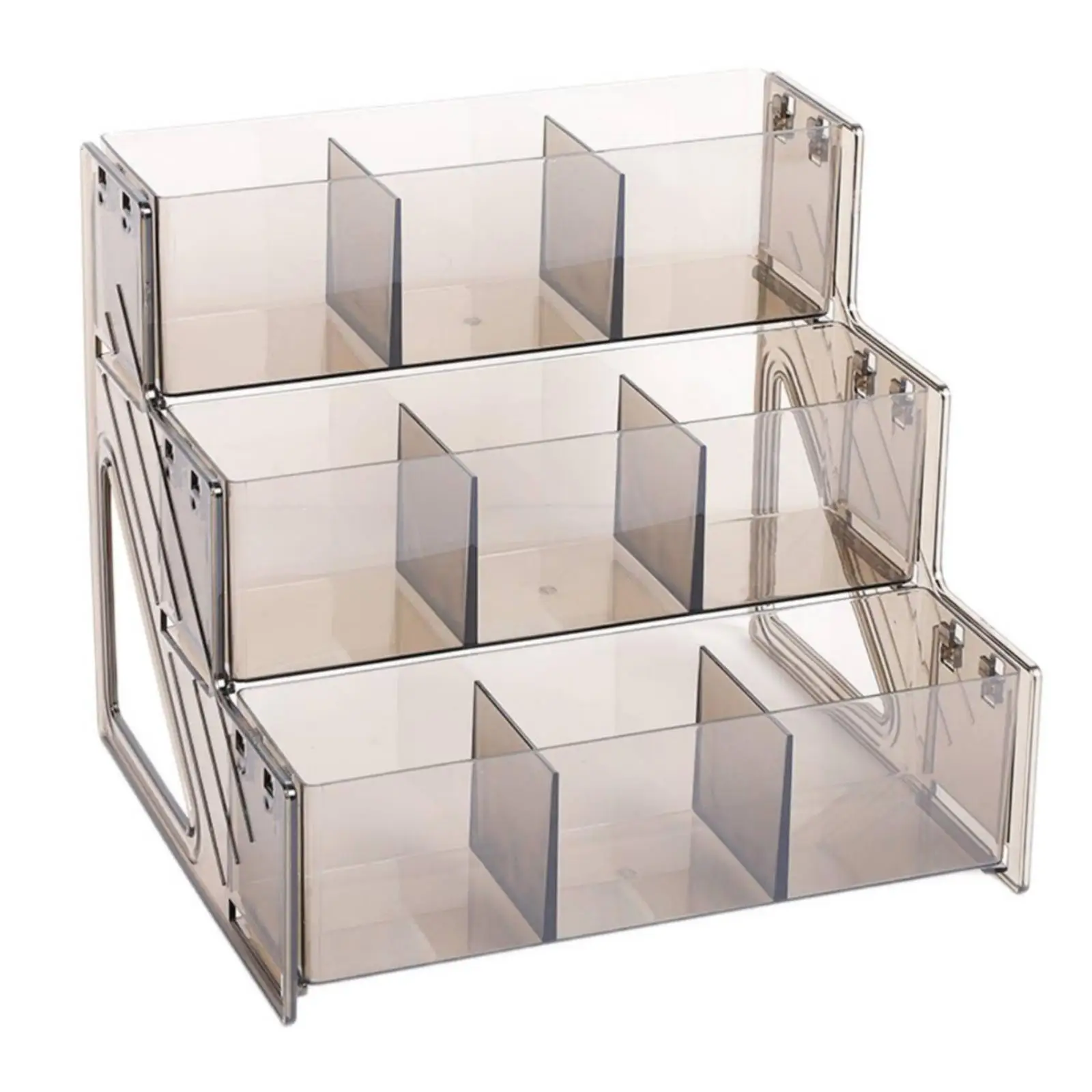 Storage Organizer Snap-in Assembly PET Display Stand with Removable Dividers Unobstructed Front for Collectors, Desk