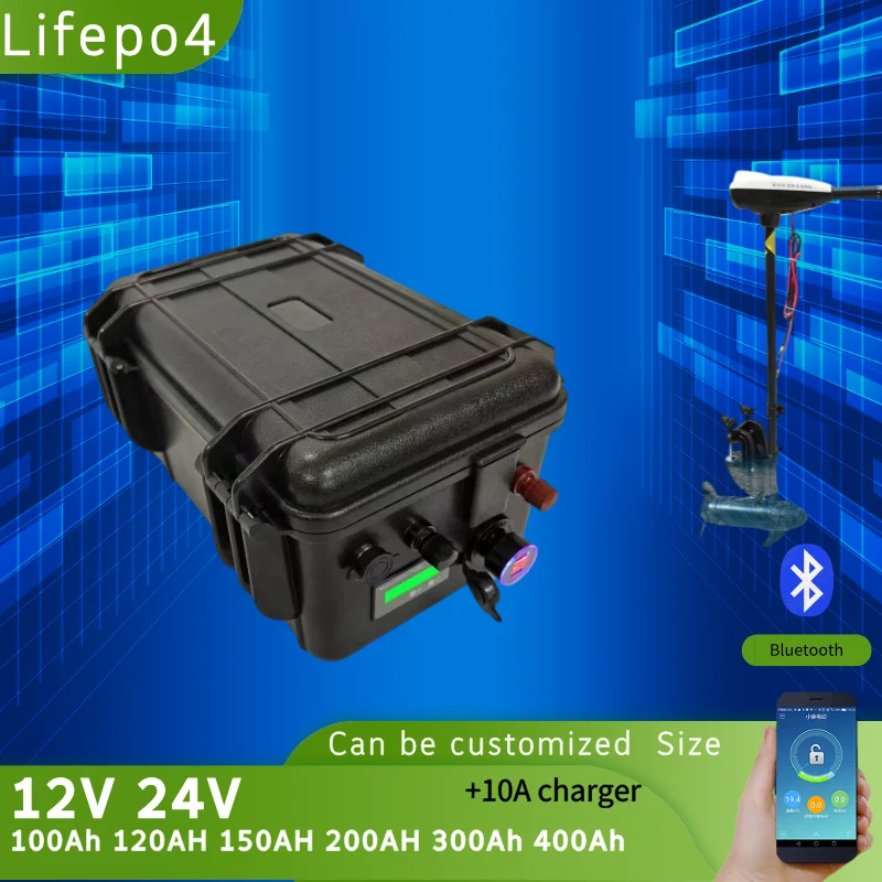 12V 24V 100Ah 120AH 150AH 200AH 300Ah 400Ah Lifepo4 lithium iron phosphate battery pack bluetooth BMS for boat solar system